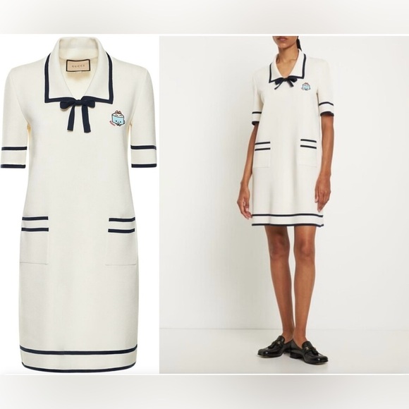 Gucci X Angela Nguyen Kawaii Embroidered Silk Blend Mini Dress Size Small - Picture 2 of 9